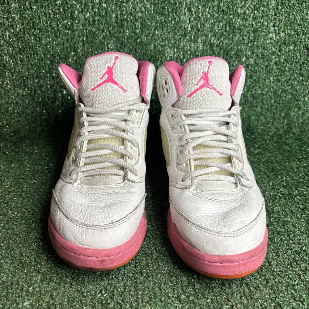 Air Jordan 5 Retro GS Leather Athletic Sneaker Pinksicle White Womens 7.5 (6Y)
